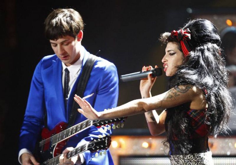 File photo of British singer Amy Winehouse performing at the Brit Awards at Earls Court in London