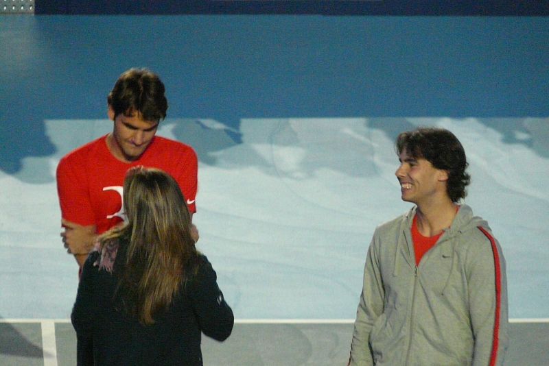 Rafa y Roger, en el Clinic del partido "Unidos por la Infancia"