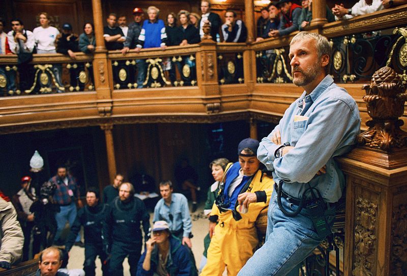 James Cameron en un momento del rodaje de 'Titanic'