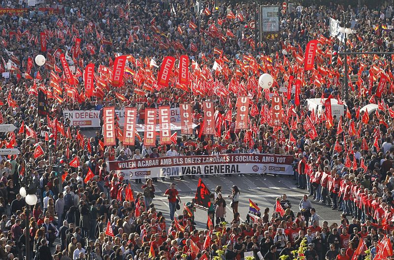 Manifestación en Valencia con motivo de la huelga general