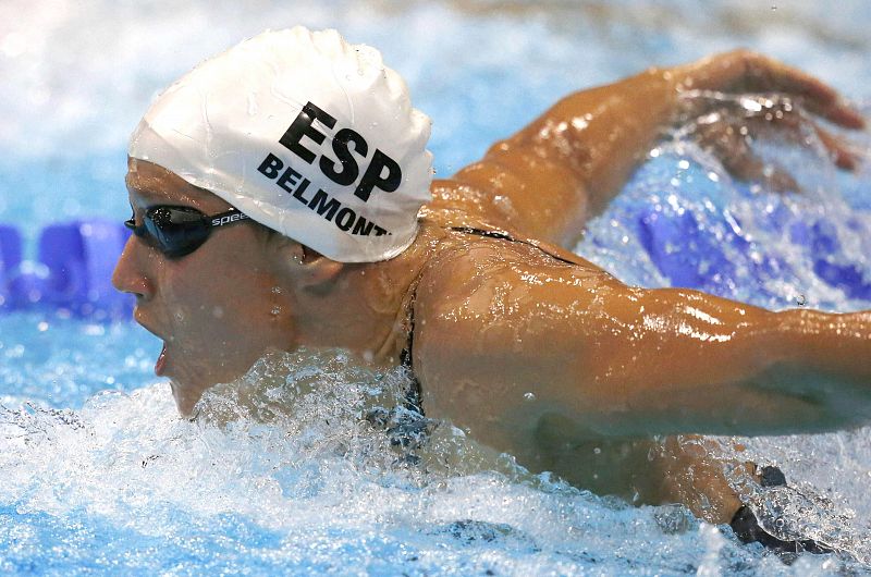 La española Mireia Belmonte durante la semifinal de 200 mariposa en la que quedó cuarta, clasificándose para la final.