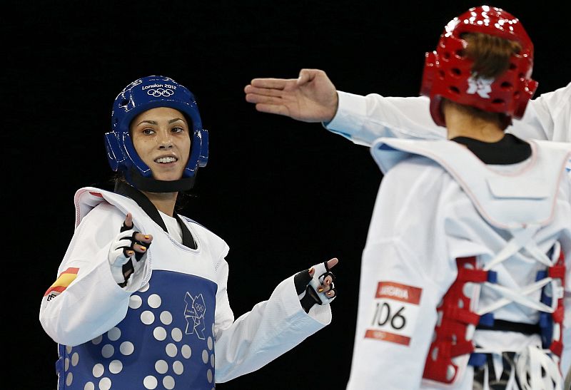 La española disfruta con su pase a semifinales tras derrotar a la mexicana Janet Alegría en la categoría de -49 kilos en los Juegos Olímpicos de Londres 2012