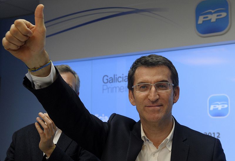 Núñez Feijóo celebra la victoria del PP en Galicia