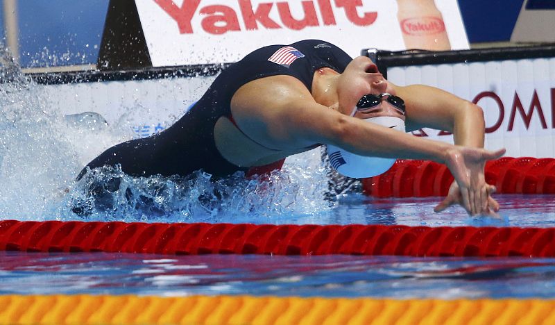 La nadadora estadounidense, Rachel Bootsma , durante la eliminatoria de 50m espalda femeninos.