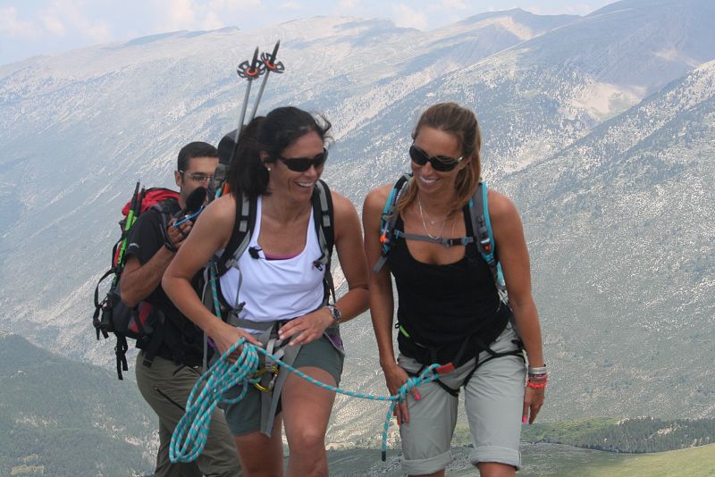 Sonrisas tras superar la vertiginosas Canal del Verdet