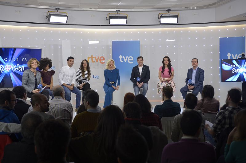 Jorge, La Dama, Brequette, Ruth Lorenzo y Raúl, en la presentación de los aspirantes a representar a España en Eurovisión 2014