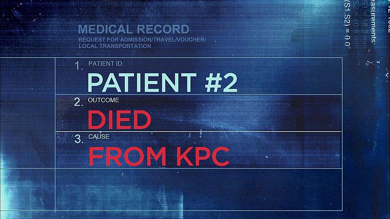 Documentación médica de un paciente fallecido por infección con superbacteria KPC