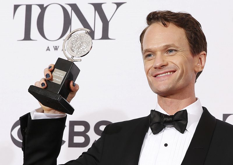 Neil Patrick Harris poses backstage with his Tony Award during the American Theatre Wing's 68th annual Tony Awards at Radio City Music Hall in New York