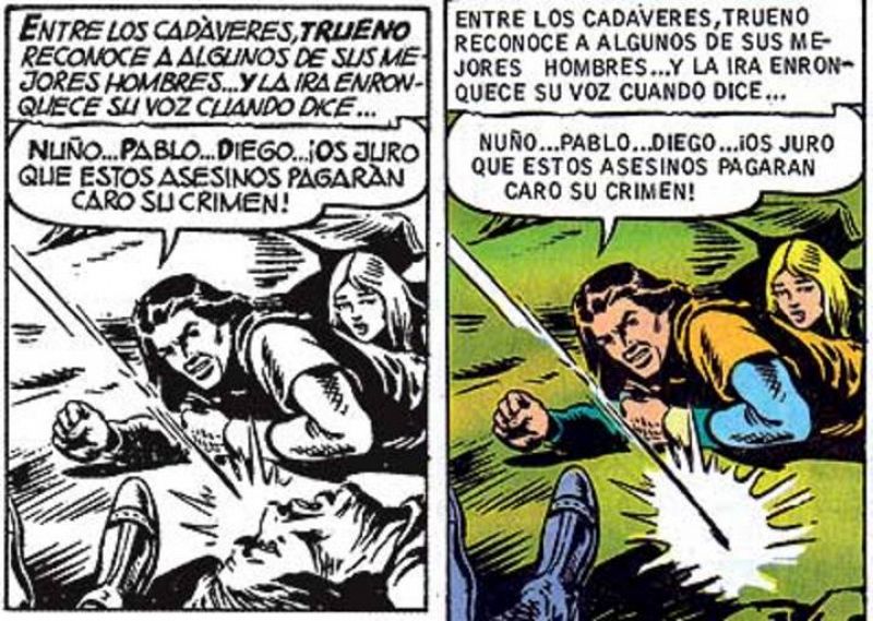 Viñetas de 'El Capitán Trueno' antes y después de la censura