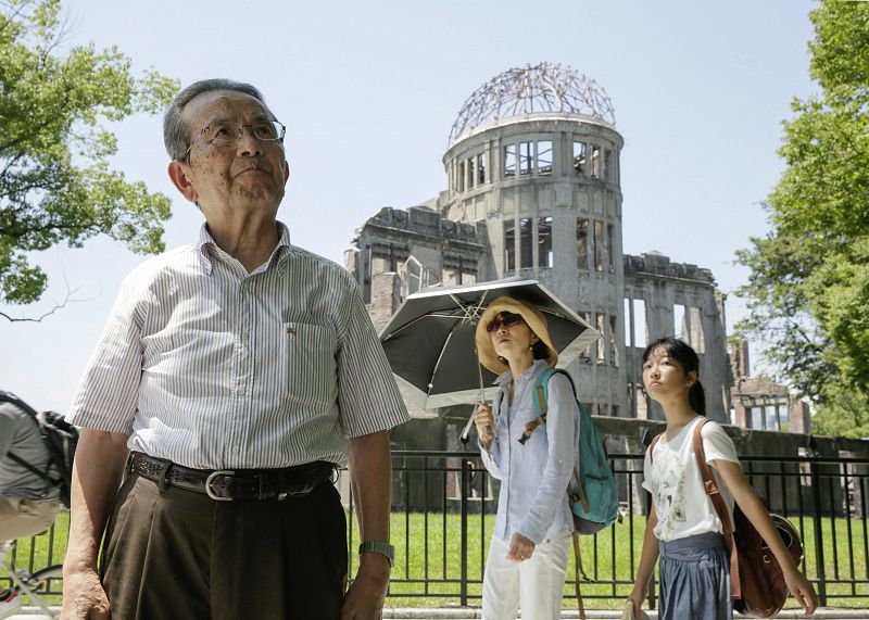Mitsuo Kodama, 82 años, superviviente de la bomba atómica en Hiroshima