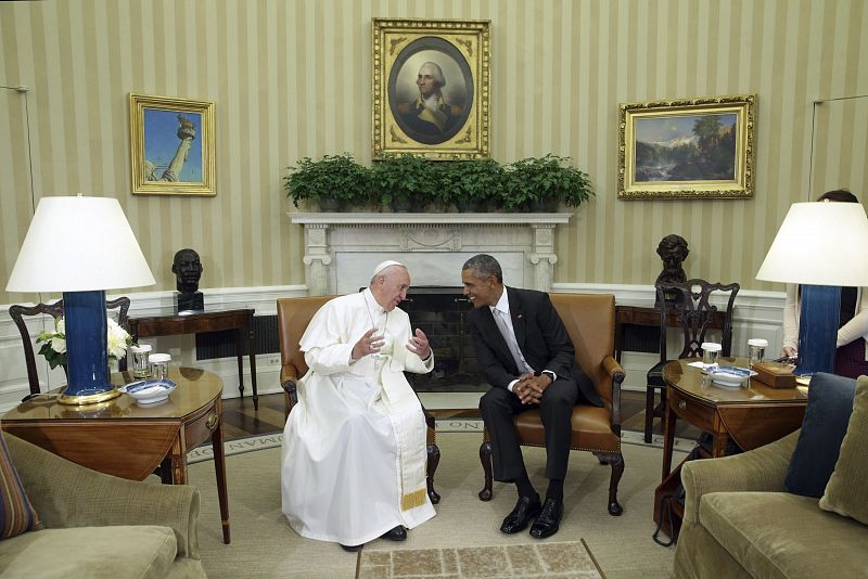 El papa Francisco con Barack Obama en el Despacho Oval