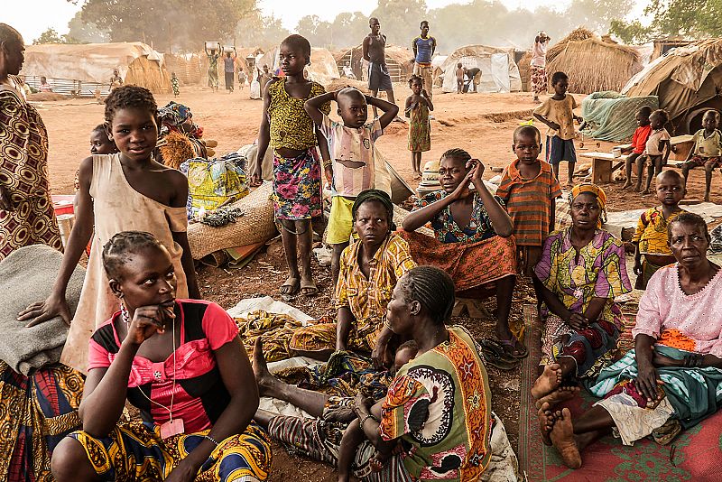 Familias desplazadas en la República Centroafricana.