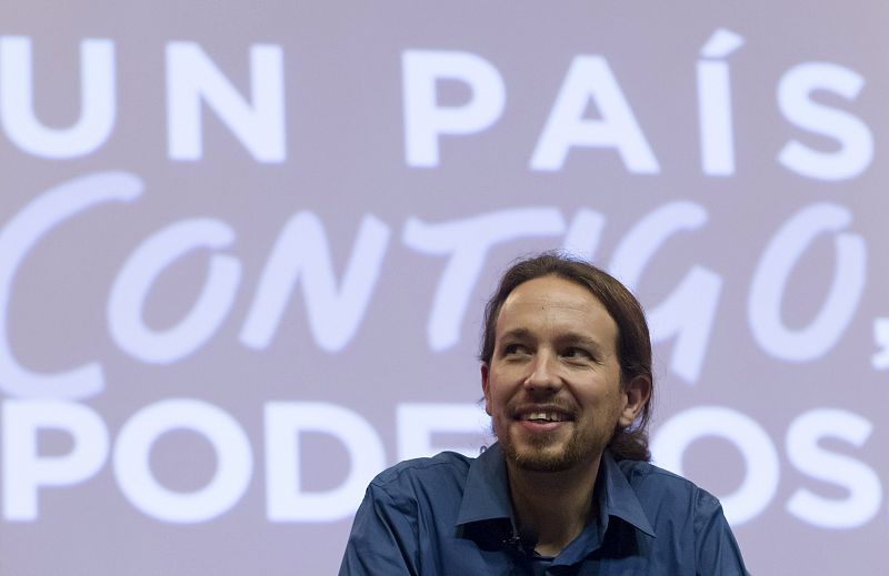 Pablo Iglesias, líder de Podemos, en un acto electoral en La Laguna (Tenerife).