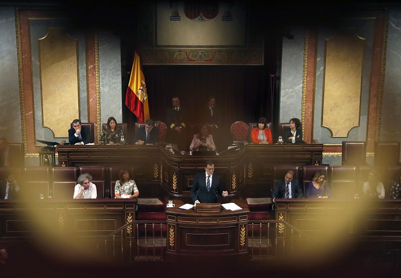 Un instante del discurso de investidura de Rajoy