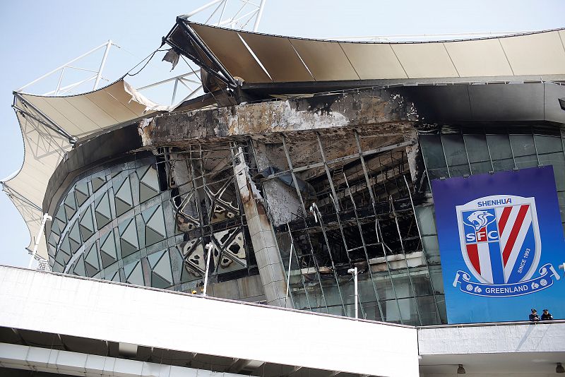 Incendio sin víctimas en el estadio del club chino Shanghái Shenhua