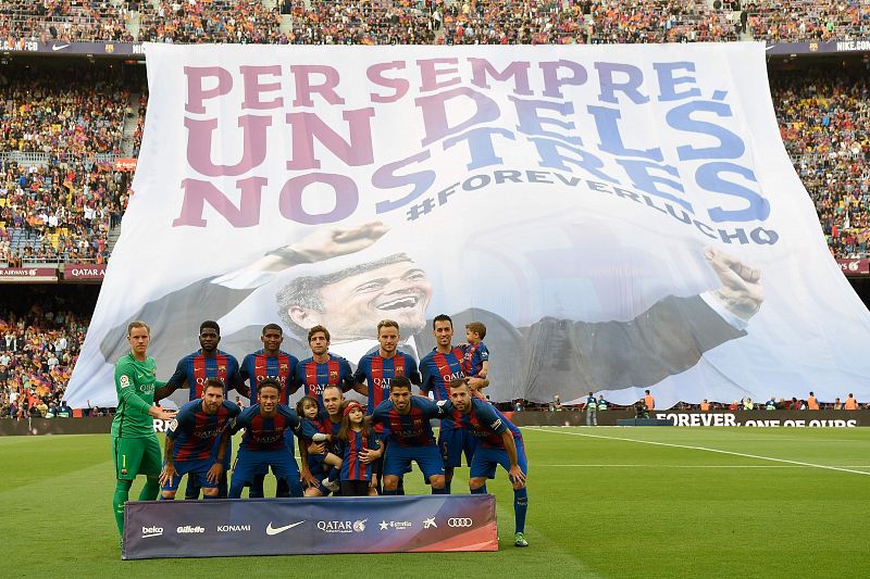 El Camp Nou despidió con cariño a Luis Enrique antes de que arrancara el choque frente al Eibar.