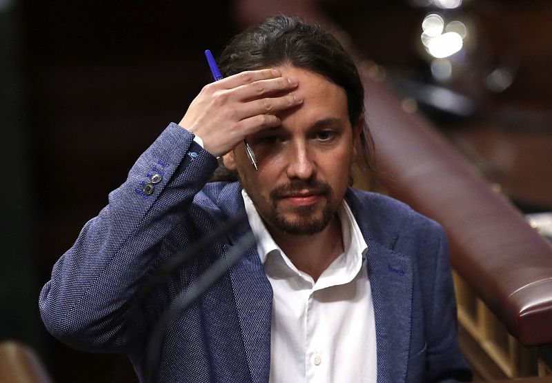 Pablo Iglesias durante el debate de la moción de censura por la tarde