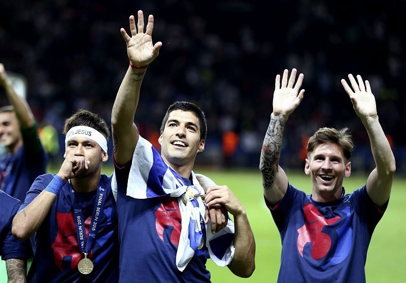 Triplete del tridente formado por Messi, Suárez y Neymar