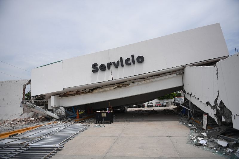 Una estructura dañada en la localidad de Juchitán de Zaragoza, en Oaxaca