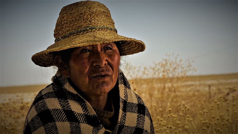 Evarista Flores, alcadesa de la comunidad Uru de Puñaka
