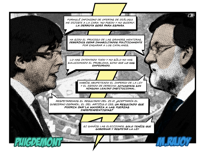 El cómic del 21-D | Puigdemont vs Rajoy