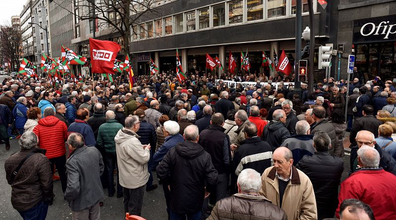 Manifestación jubilados hoy en Bilbao