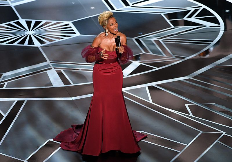 La cantante y actriz Mary J. Blige durante su actuación en la ceremonia de los Oscar