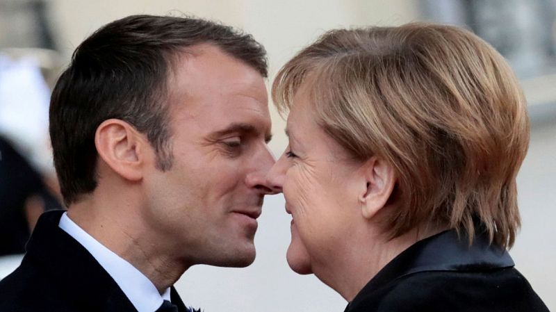 Merkel y macron en los actos del centenario del armisticio de la Primera Guerra Mundial