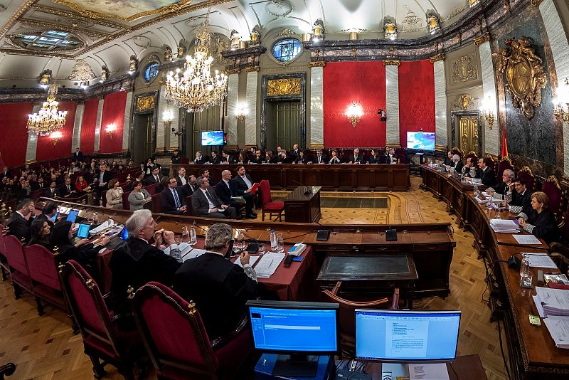 Vista de la Sala de Plenos del Supremo donde se celebra el juicio del 'procés'