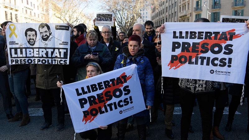 Concentración en Barcelona pidiendo la libertad para los líderes independentistas presos