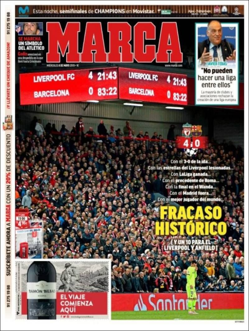 La eliminación del Barça en Liverpool, portadas de los periódicos | 1