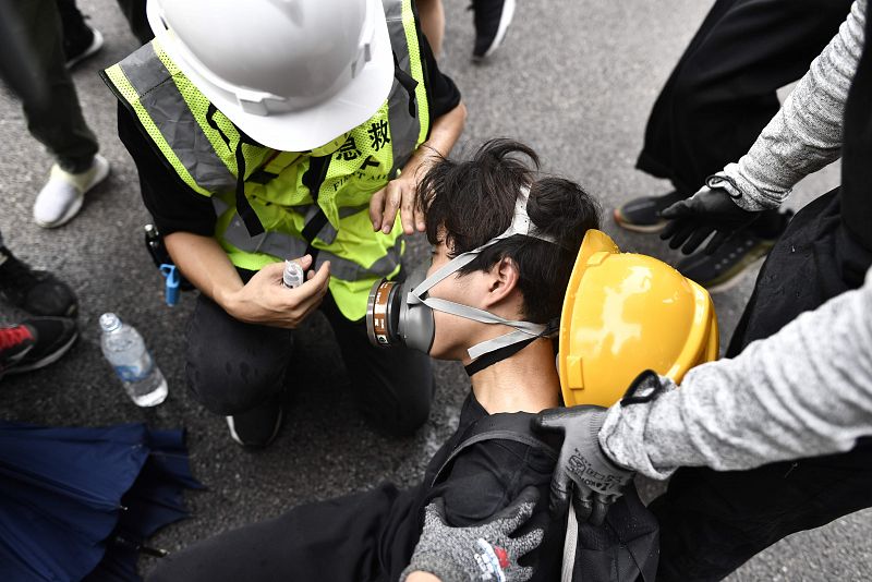 Un manifestante herido