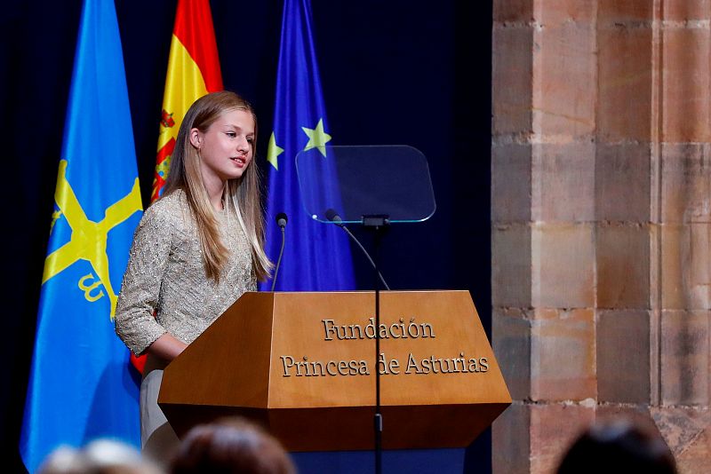 La princesa de Asturias, Leonor, durante su discurso en Oviedo.