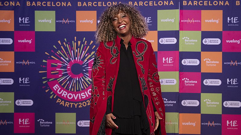 La representante en Eurovisión de San Marino, Senhit, a su llegada a la Barcelona Eurovisión Party