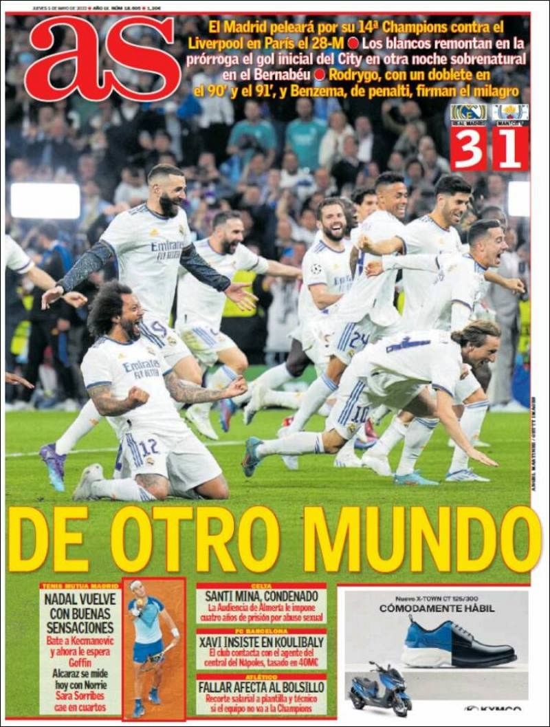 Para el diario As, el Madrid es "de otro mundo".