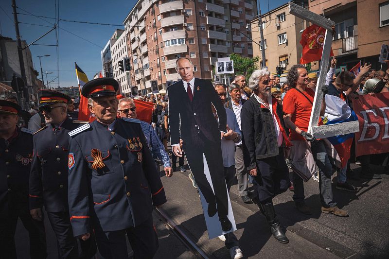 Apoyo prorruso en Serbia durante la marcha del 'Regimiento Inmortal'