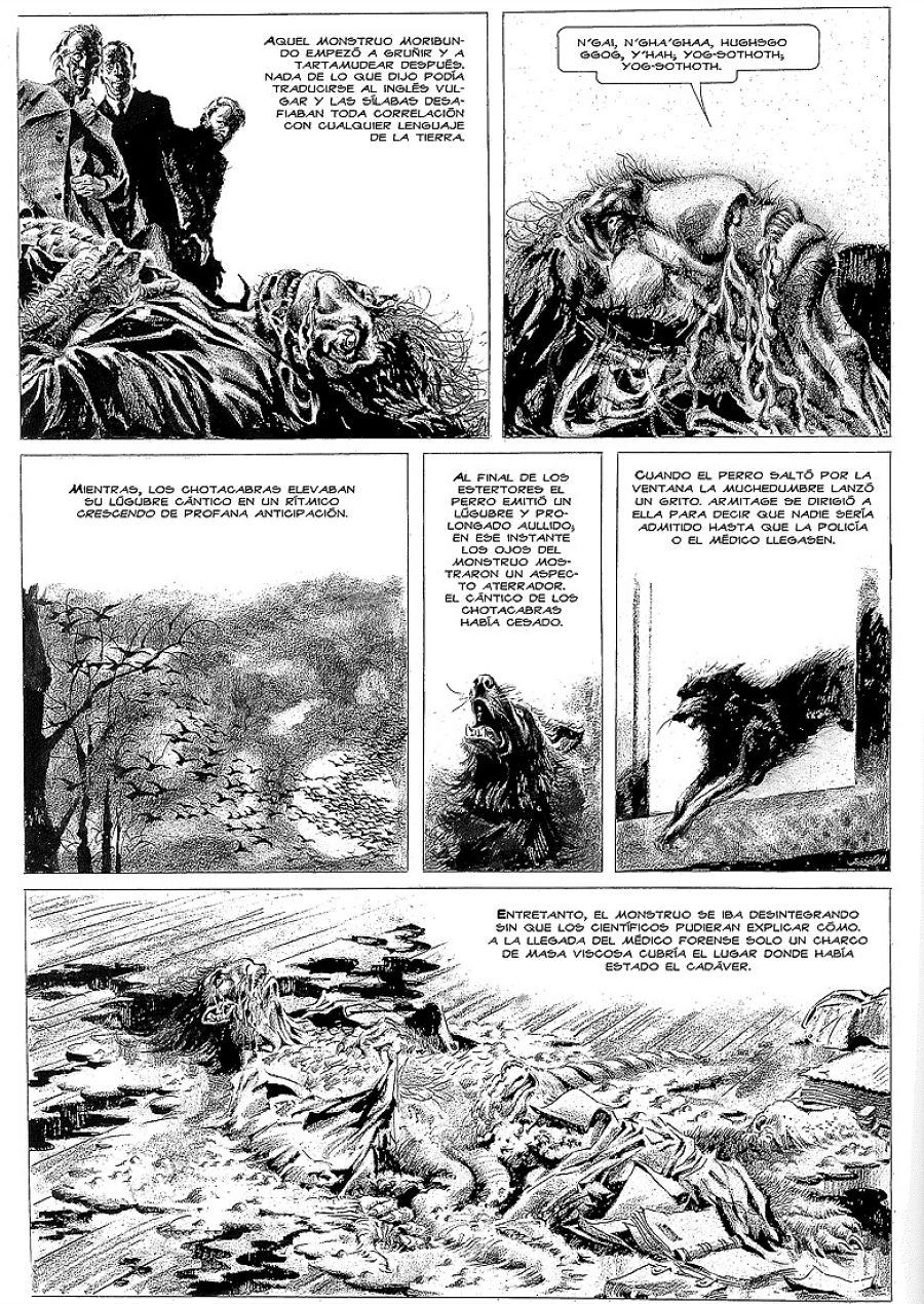 Página de 'Los mitos de Cthulhu', de H.P. Lovecraft y Alberto Breccia