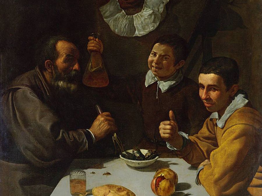 'El almuerzo' .Velázquez. Óleo sobre lienzo, 108,5 x 102 cm. (1617). San Petersburgo, State Hermitage Museum