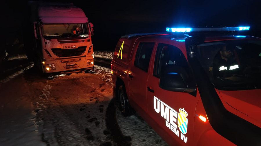 Cuarto Batallón de Intervención de la UME en la N-122 de Soria