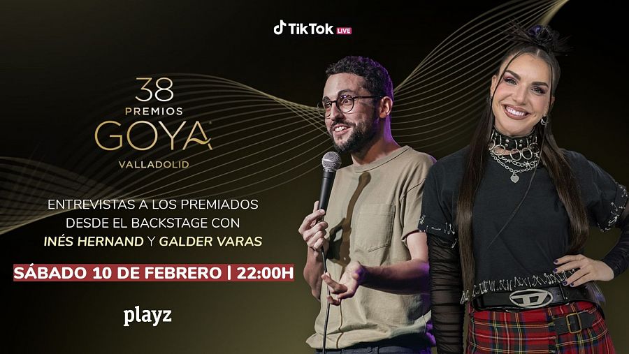Galder Varas e Inés Hernand en el 'backstage' de los Premios Goya 2024