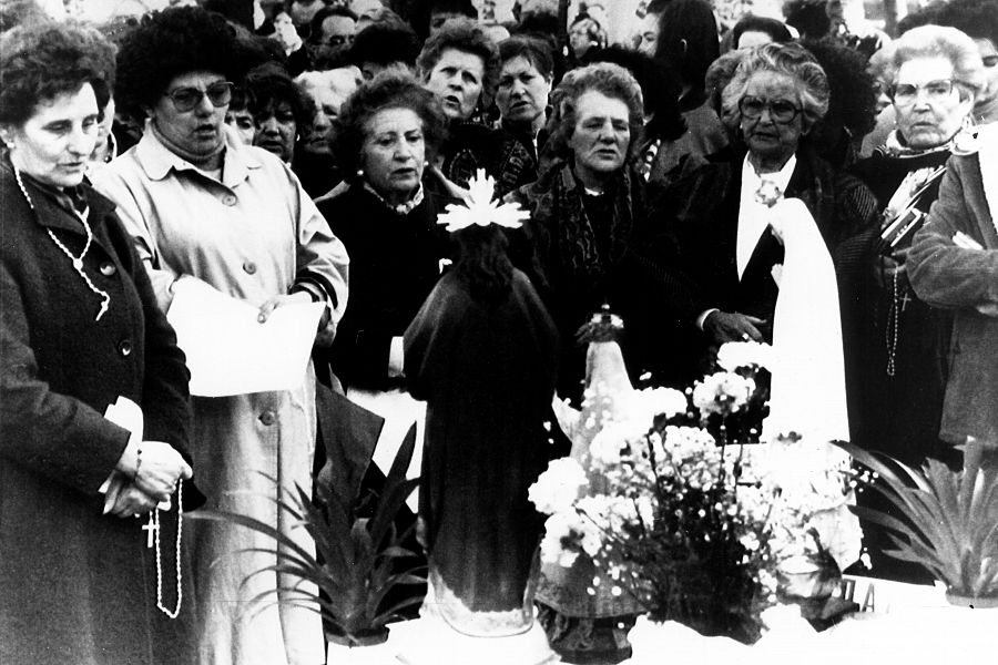 Rogativa a la Virgen y a Jesucristo para pedir que llueva en en Bilbao en 1990