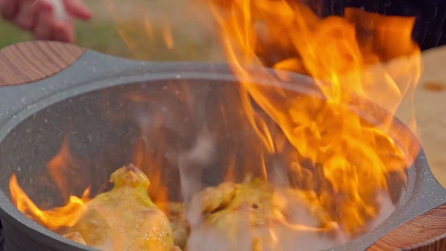 Receta de picantón estofado con boniatos y champiñones