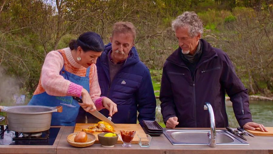 Receta de picantón estofado con boniatos y champiñones