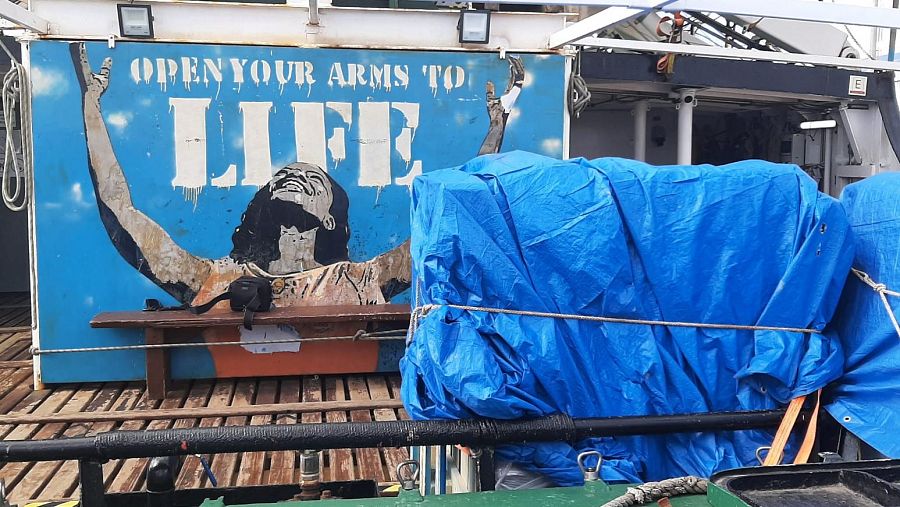 Cubierta del buque Open Arms