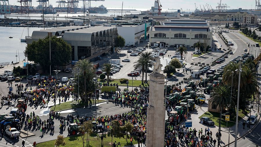 Tractorada ante el Puerto de Valencia