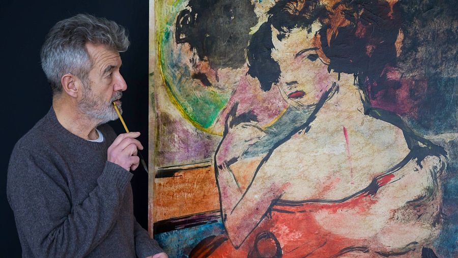 Perico Pastor amb una de les seves obres