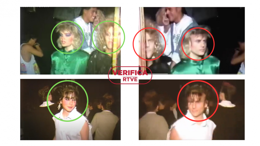 A la izquierda, los fragmentos originales de la grabación; a la derecha, los fragmentos invertidos del vídeo falso.