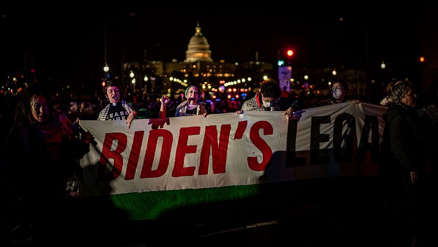 Manifestantes desde Washington piden un alto el fuego en Gaza