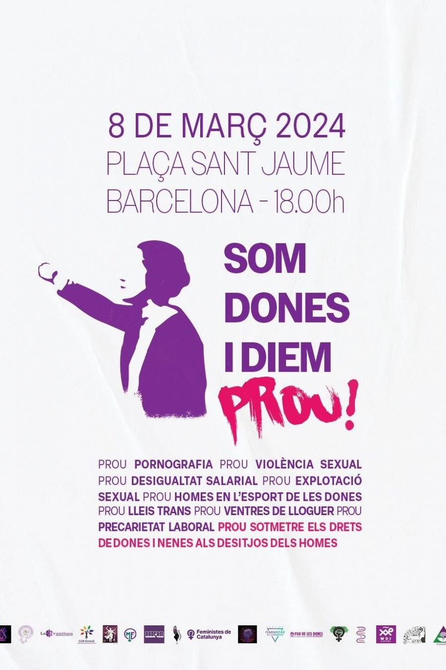 Cartell de la convocatòria de la manifestació de 8M per Feministes de Catalunya