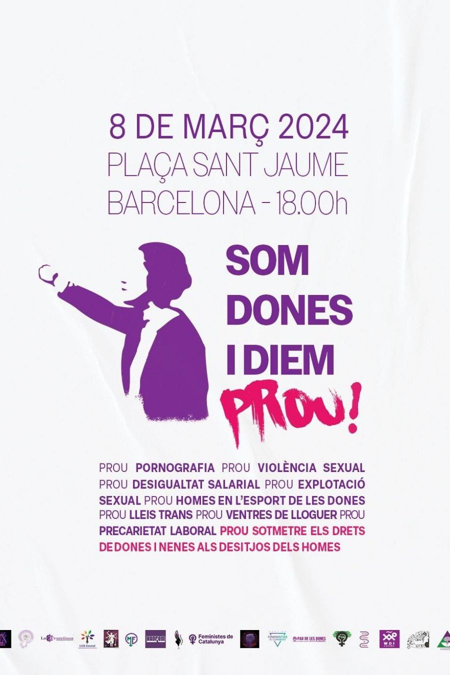 Cartell de la convocatòria de la manifestació de 8M per Feministes de Catalunya